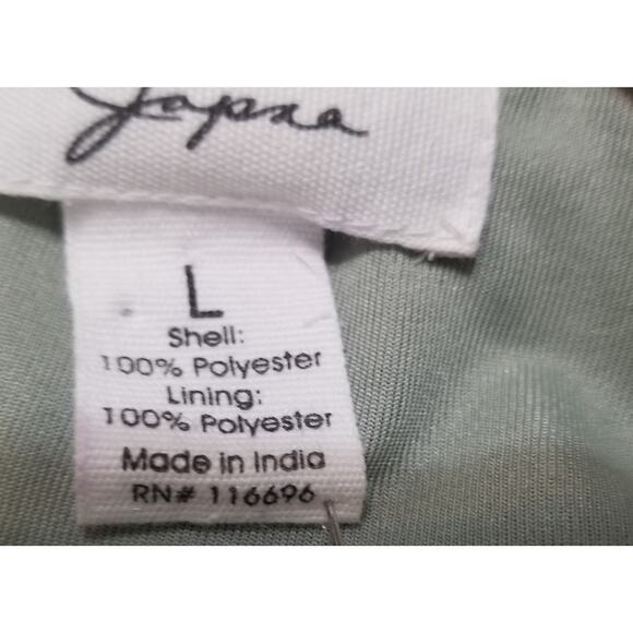 Japna Light Green Floral Tiered Career Casual Dress SZ L Long Sleeve Boho V-Neck - Picture 7 of 8